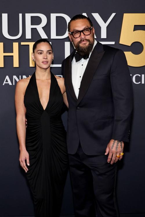 Adria Arjona & Jason Momoa at SNL 50th Special, February 2025