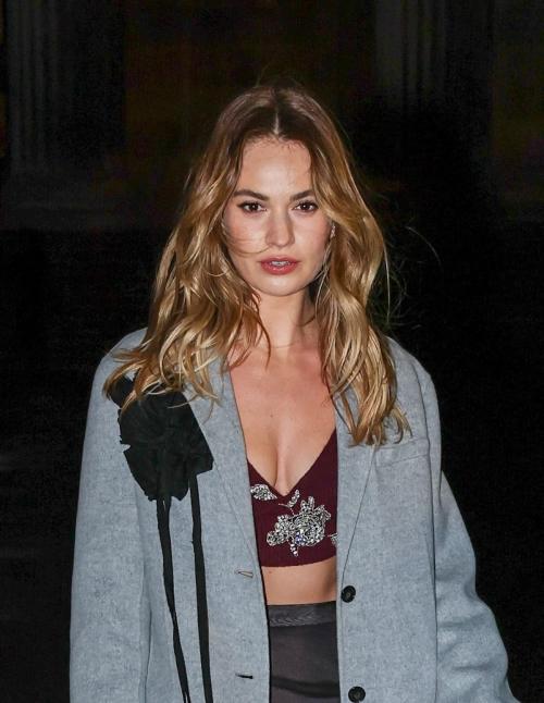 Lily James Arrives at Erdem Show in London, Feb 2025 5
