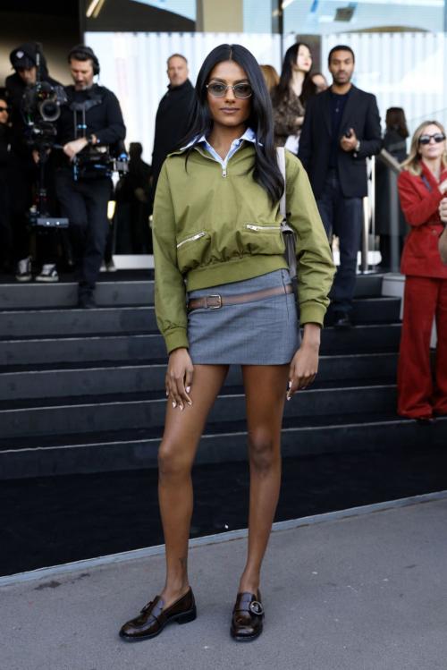 Simone Ashley Arrives at Prada Fashion Show Milan Fashion Week, February 2025