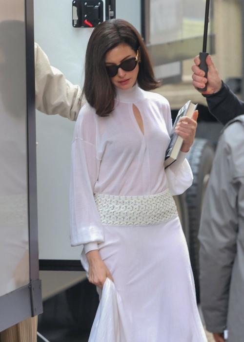 Anne Hathaway on Set of Verity, Queens, New York, February 2025