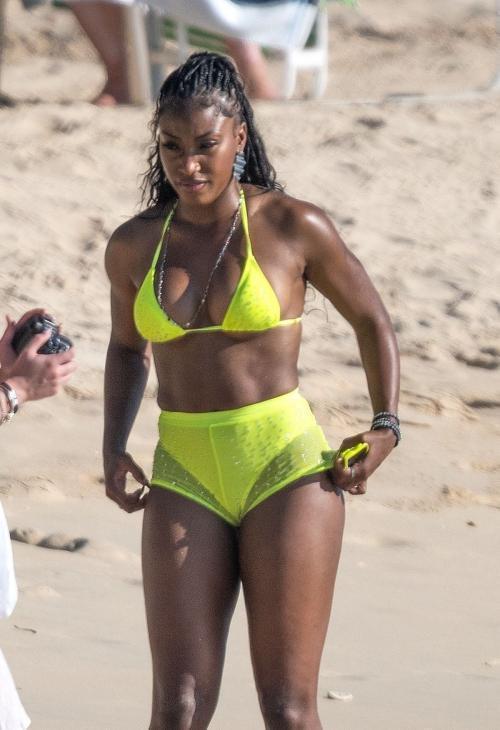 Charokee Young in Bikini at Beach in Western Barbados, March 2025