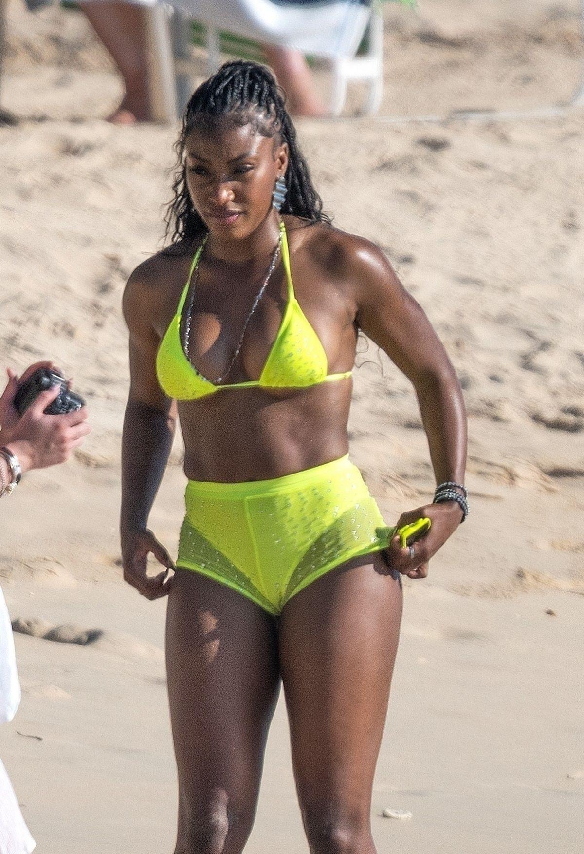 Charokee Young in Bikini at Beach in Western Barbados, March 2025