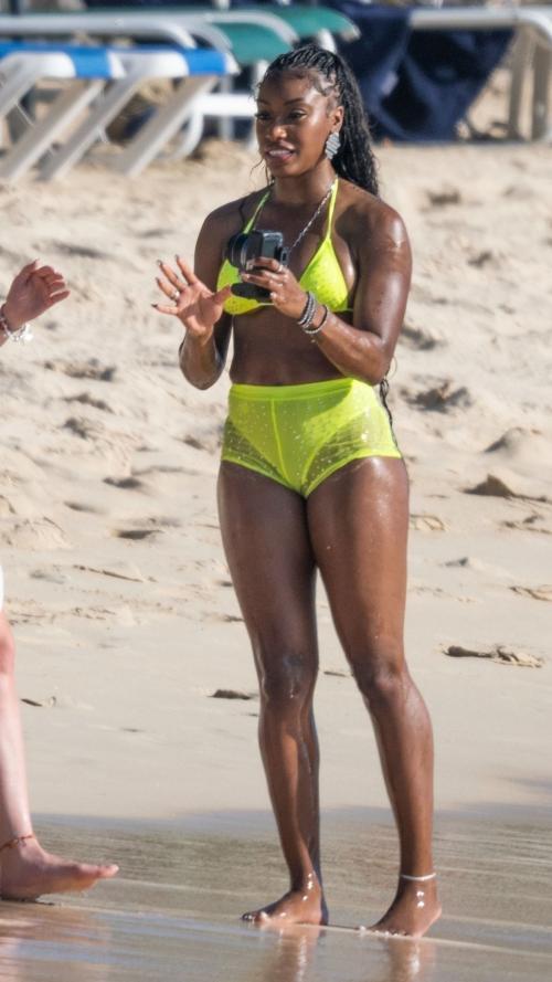 Charokee Young in Bikini at Beach in Western Barbados, March 2025 2