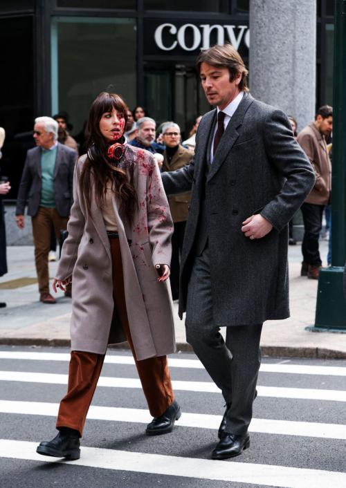 Dakota Johnson and Josh Hartnett on Set of Verity in New York, March 2025 2