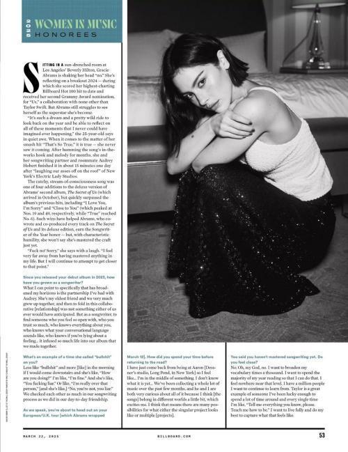 Gracie Abrams in Billboard Magazine, March 2025 2