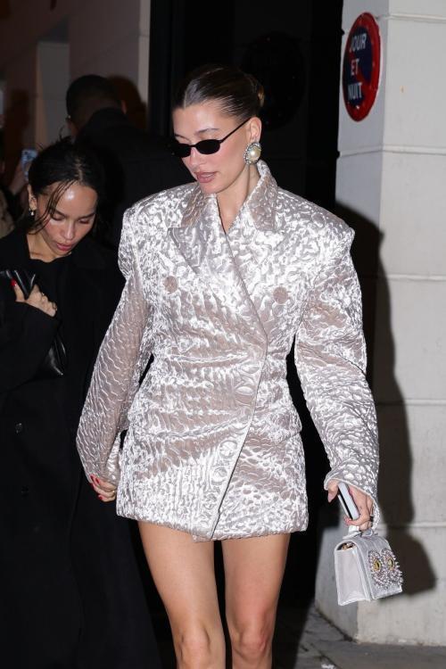Hailey Bieber and Zoe Kravitz Leave YSL Show at Paris Fashion Week, March 2025 2