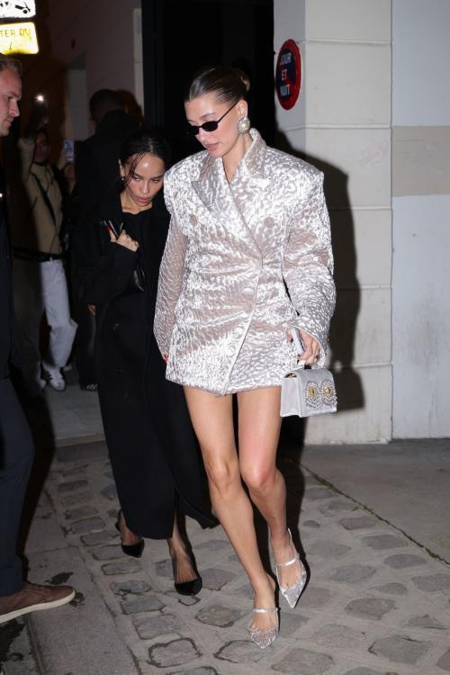 Hailey Bieber and Zoe Kravitz Leave YSL Show at Paris Fashion Week, March 2025 6