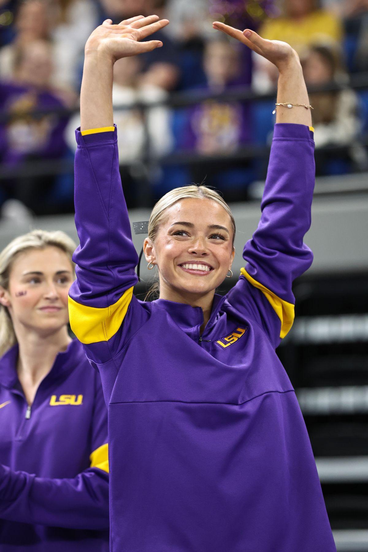 Olivia Dunne at Purple and Gold Podium Challenge, Baton Rouge, February 2025