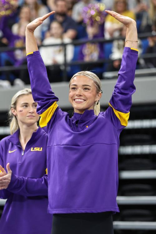Olivia Dunne at Purple and Gold Podium Challenge, Baton Rouge, February 2025 4