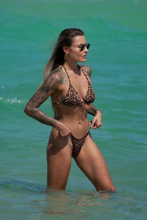 Sophia Thomalla in Leopard Bikini at Miami Beach, March 2025 5