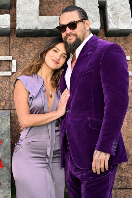 Adria Arjona and Jason Momoa at Minecraft Movie Premiere, March 2025