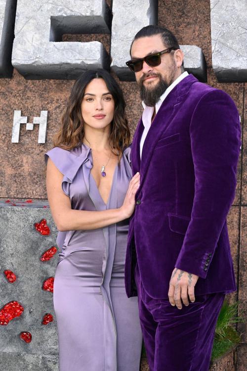 Adria Arjona and Jason Momoa at Minecraft Movie Premiere, March 2025 2