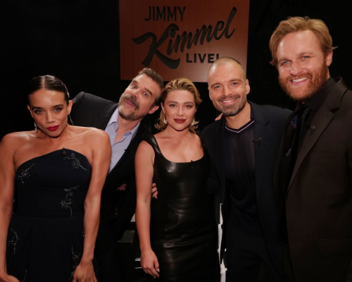 Florence Pugh and Hannah John-Kamen at Jimmy Kimmel Live, April 2025 1