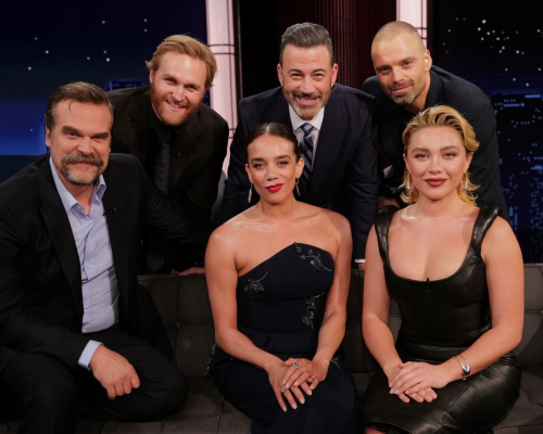 Florence Pugh and Hannah John-Kamen at Jimmy Kimmel Live, April 2025 2