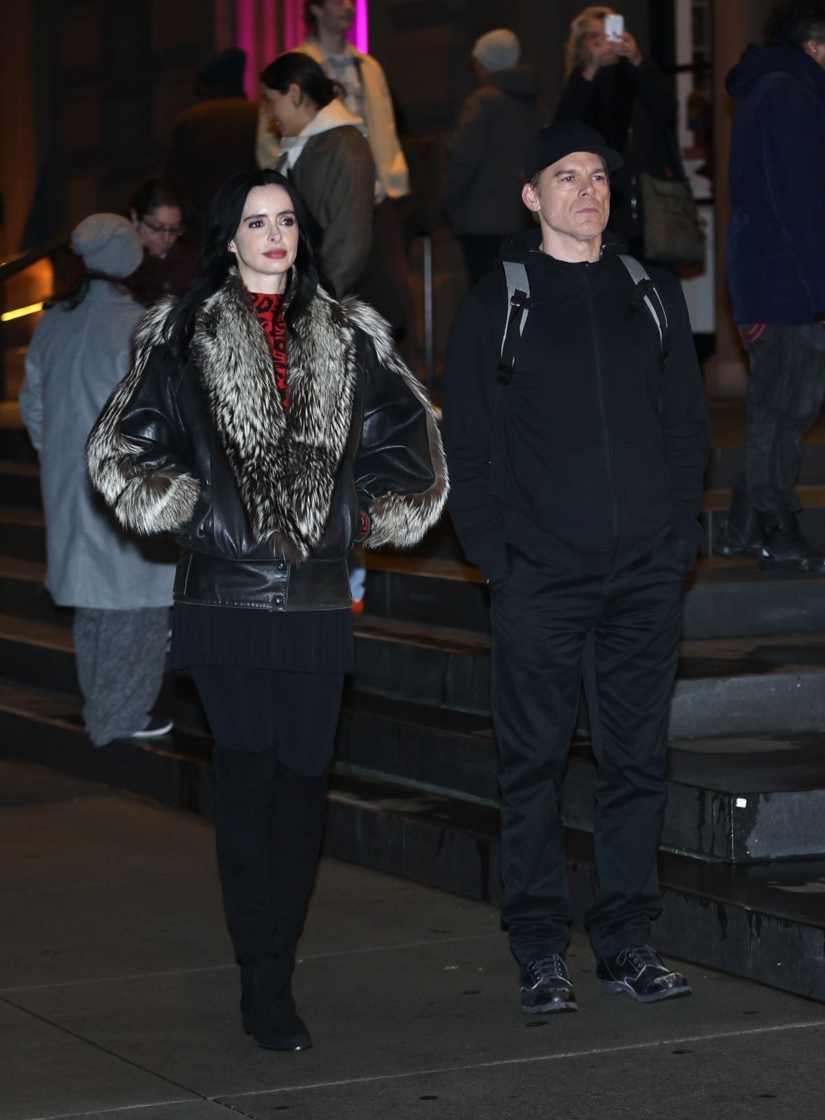 Krysten Ritter and Michael C. Hall on Dexter Set, April 2025