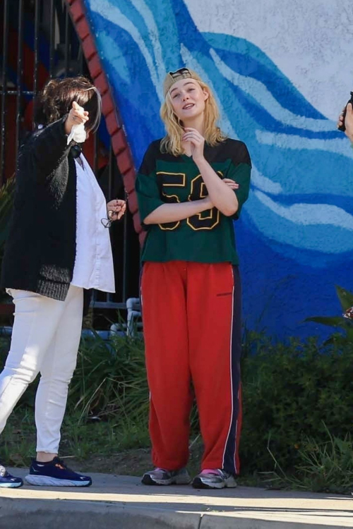 Elle Fanning on Set of Margot
