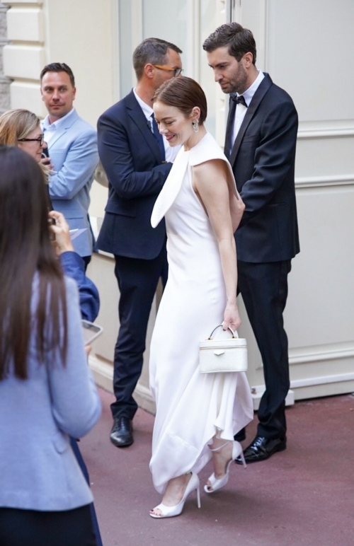 Emma Stone and Dave McCary at Red Carpet Cannes, May 2025