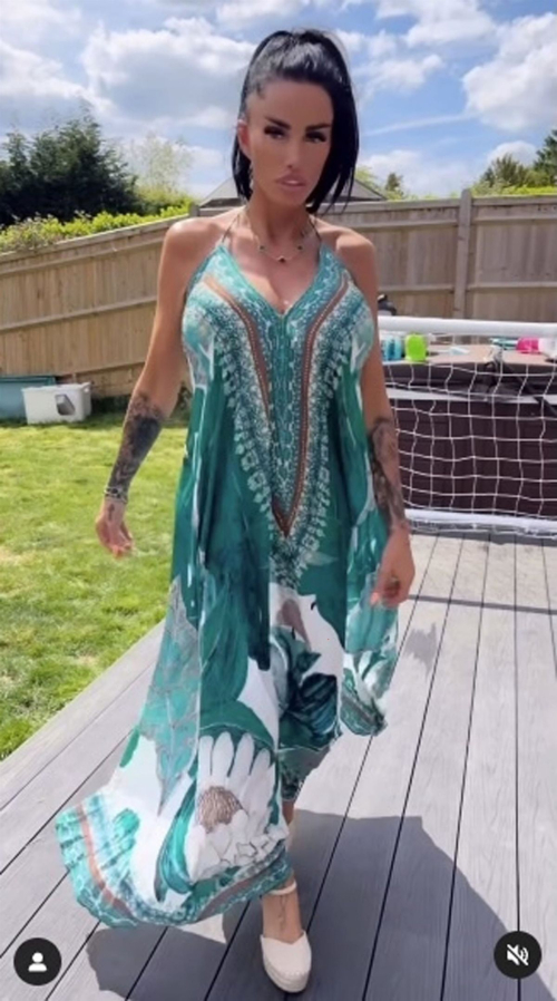 Katie Price Models JYY London Maxi Dress, May 2025