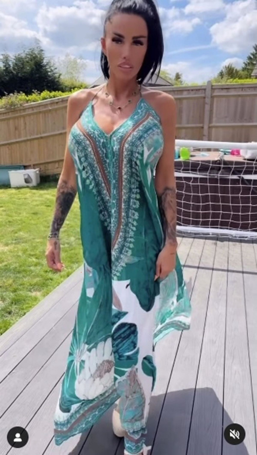 Katie Price Models JYY London Maxi Dress, May 2025 6