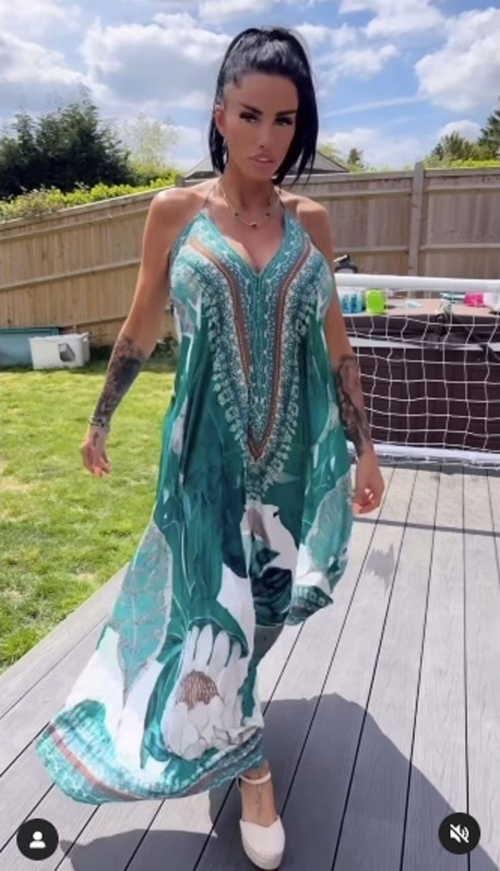 Katie Price Models JYY London Maxi Dress, May 2025 8