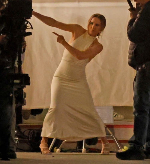 Kristen Bell with Adam Brody at Shoot for Nobody Wants This, May 2025