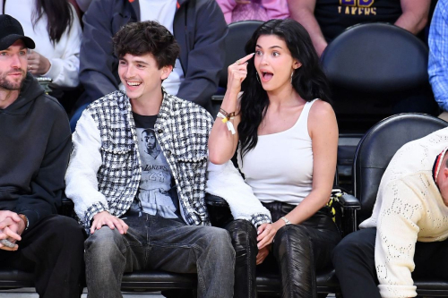 Kylie Jenner and Timothee Chalamet at NBA Playoffs, April 2025