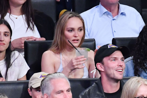 Lily Rose Depp with 070 Shake at NBA Lakers Game, April 2025 3