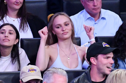 Lily Rose Depp with 070 Shake at NBA Lakers Game, April 2025 4