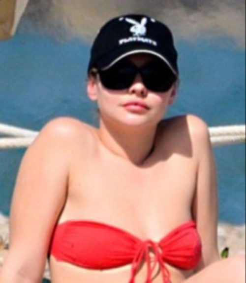 Madlyn Cline in Red Bikini at Beach in Sitges, May 2025 9