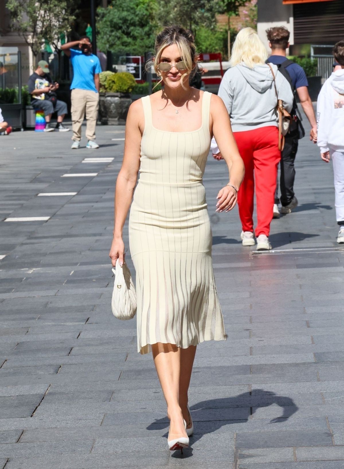 Ashley Roberts in Cream Dress at Heart Radio, June 2025