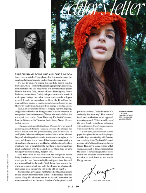 Emily Ratajkowski in Elle UK, July/August 2025 13
