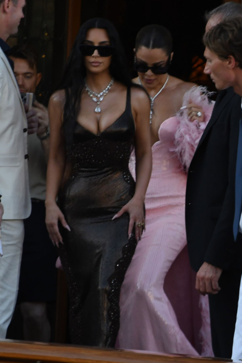 Kim & Khloe Kardashian Head to Bezos Wedding, June 2025