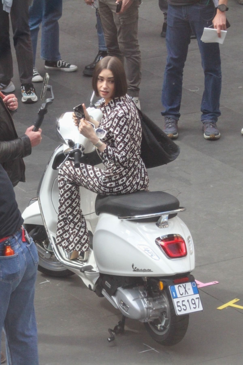 Lily Collins Filming for Emily in Paris in Rome, May 2025 6