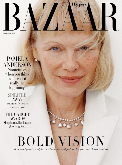 Pamela Anderson in Harper’s Bazaar UK, Aug 2025