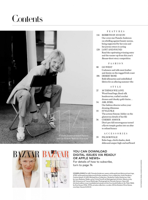 Pamela Anderson in Harper’s Bazaar UK, July/August 2025 14
