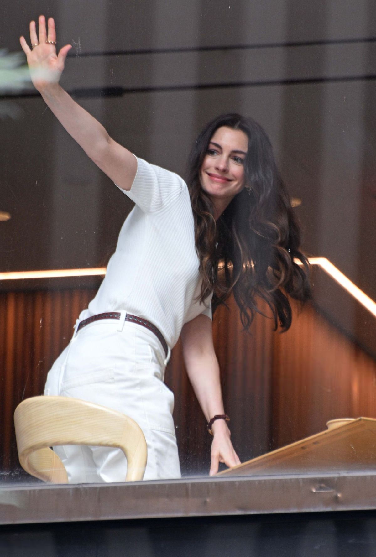 Anne Hathaway on Devil Wears Prada 2 Set July 2025