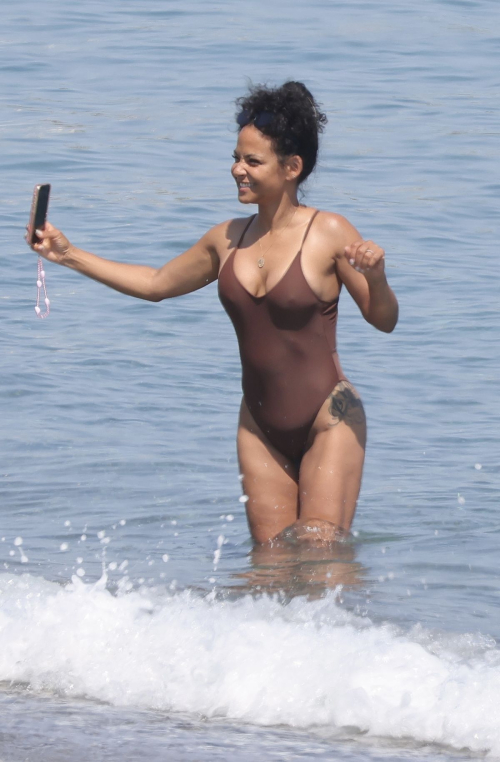 Christina Milian in Swimsuit at Marbella Beach, July 2025 1