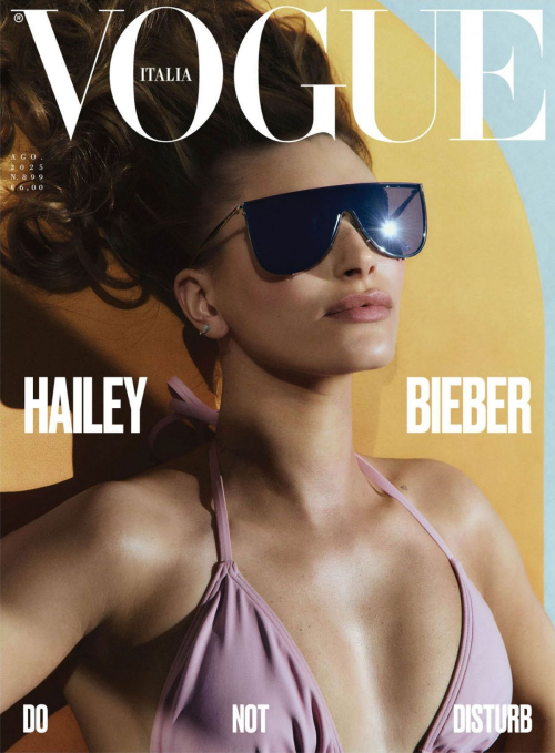 Hailey Bieber stuns on Vogue Italy cover, Aug 2025