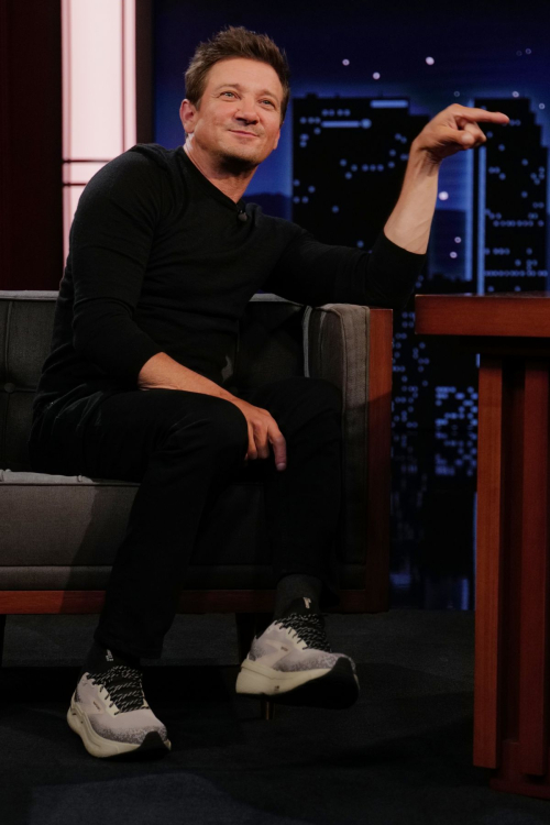 Jeremy Renner appears on Jimmy Kimmel Live, July 2025