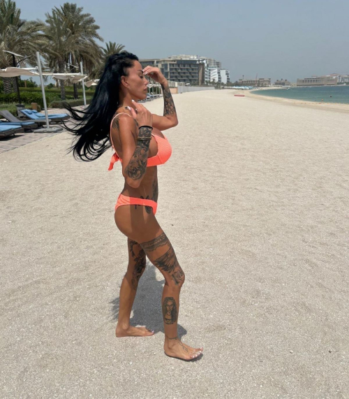 Katie Price in Orange Bikini in Dubai, June 2025 1