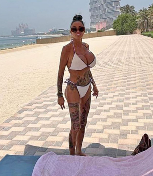 Katie Price in White Bikini in Dubai Holiday, July 2025 1