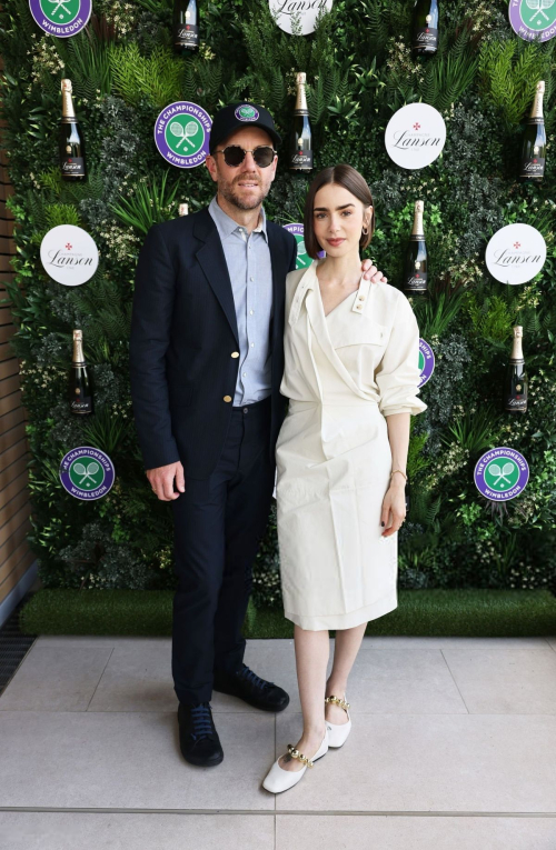 Lily Collins and Charlie McDowell at Wimbledon, July 2025