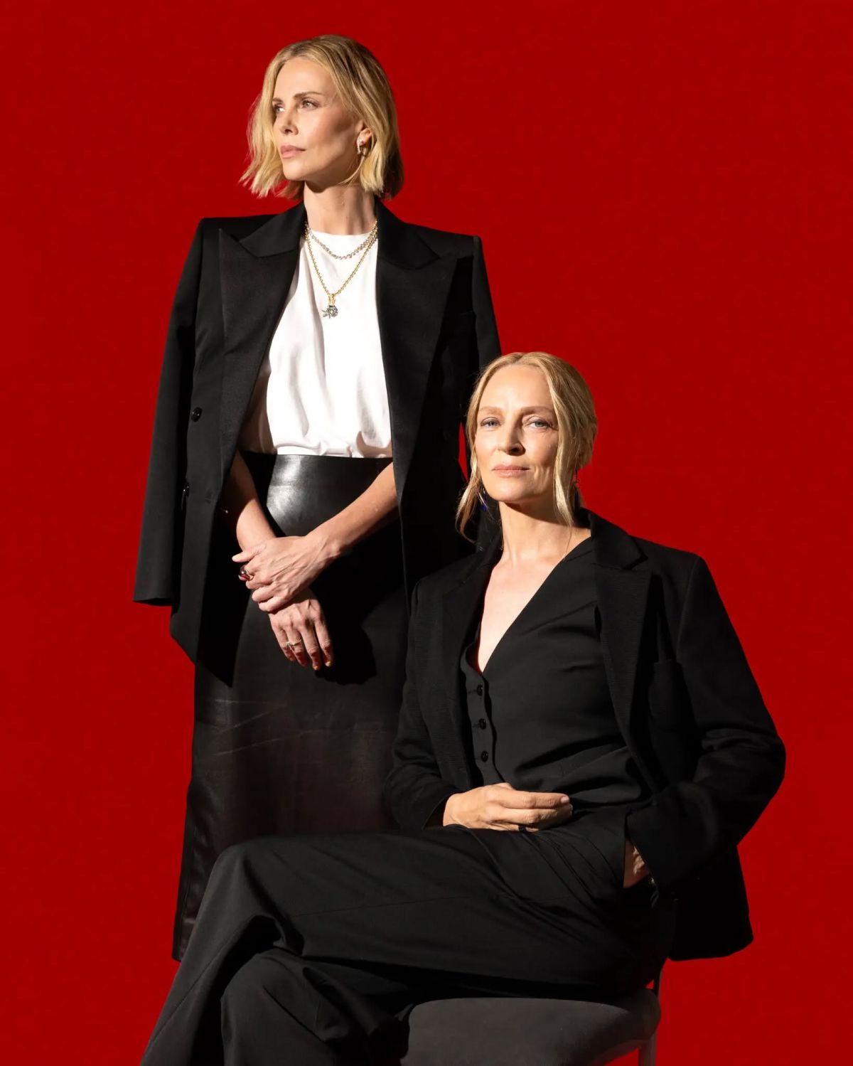 Uma Thurman and Charlize Theron for NY Times, 2025