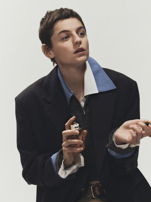 Emma Corrin fronts Miutine fragrance by Miu Miu, 2025