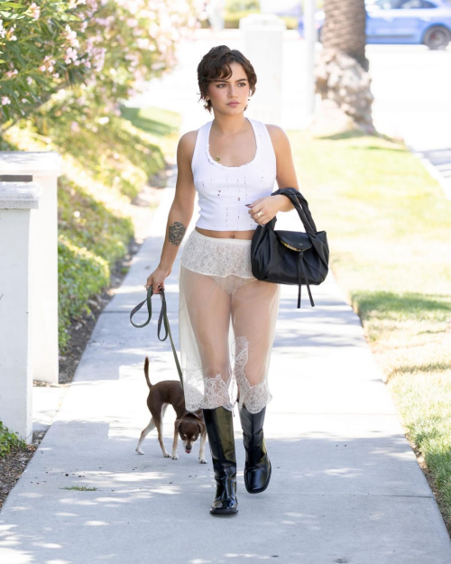 Isabela Merced walks dog in Los Angeles