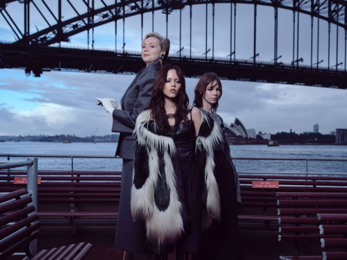 Jenna Ortega Emma Myers and Gwendoline Christie Doom Tour Photoshoot, August 2025