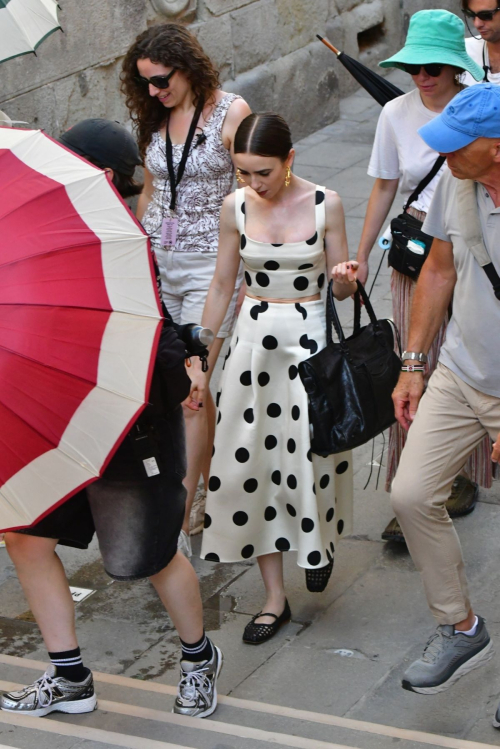Lily Collins Emily in Paris set Venice, August 2025 8