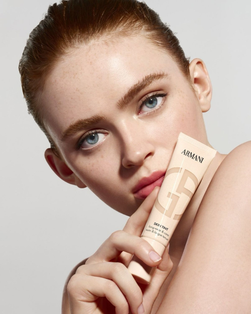 Sadie Sink Armani Beauty Skin Tint Campaign, Fall 2025
