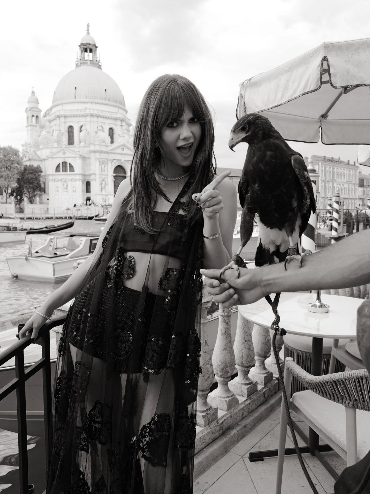 Emilia Jones black and white photoshoot Venice, August 2025