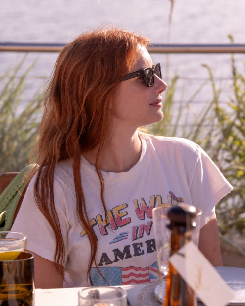 Emma Roberts at The Surf Lodge ANOTR Montauk, August 2025